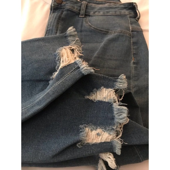 AP BLUE Jeans 2X, Stretch Distressed Medium Wash, Super High Rise - Picture 12 of 16